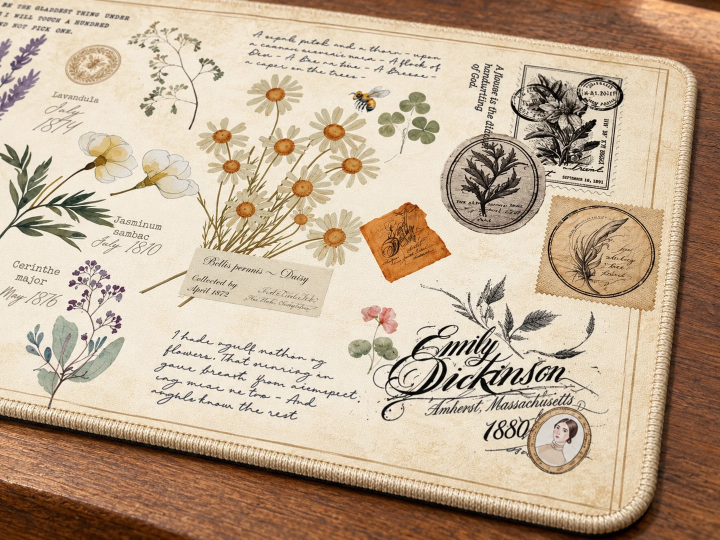 Dickinson's Specimen Desk Mat — Edge stitching