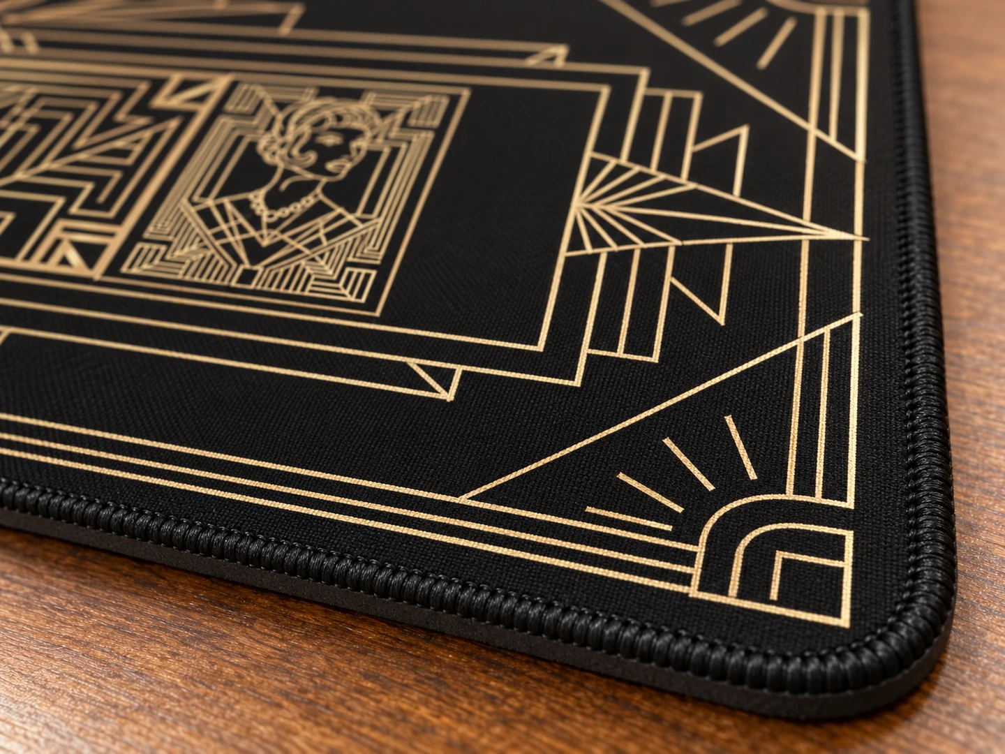 Gatsby's Golden Dream Desk Mat — Edge stitching