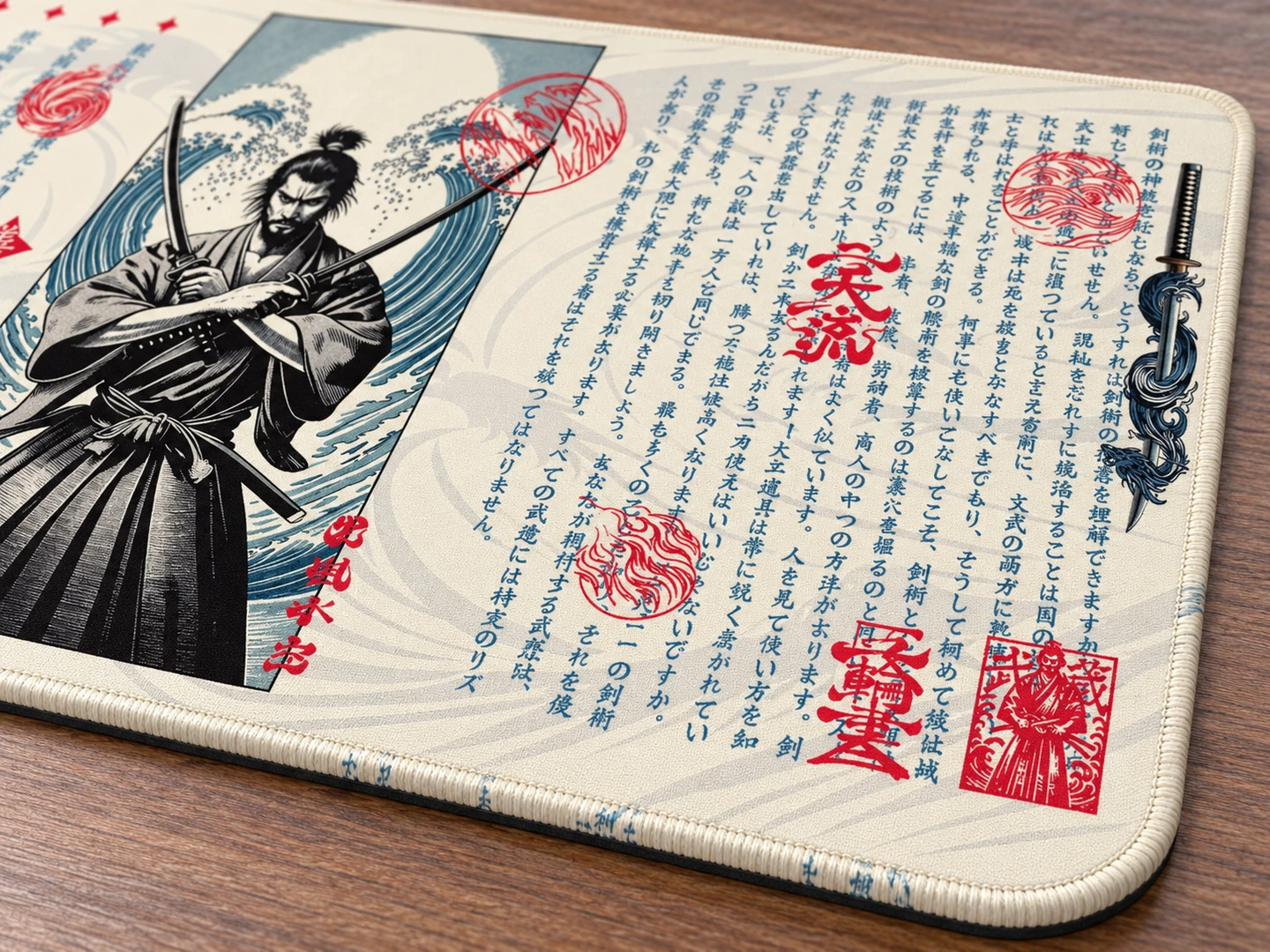 Niten Ichi-ryu Desk Mat — Edge stitching