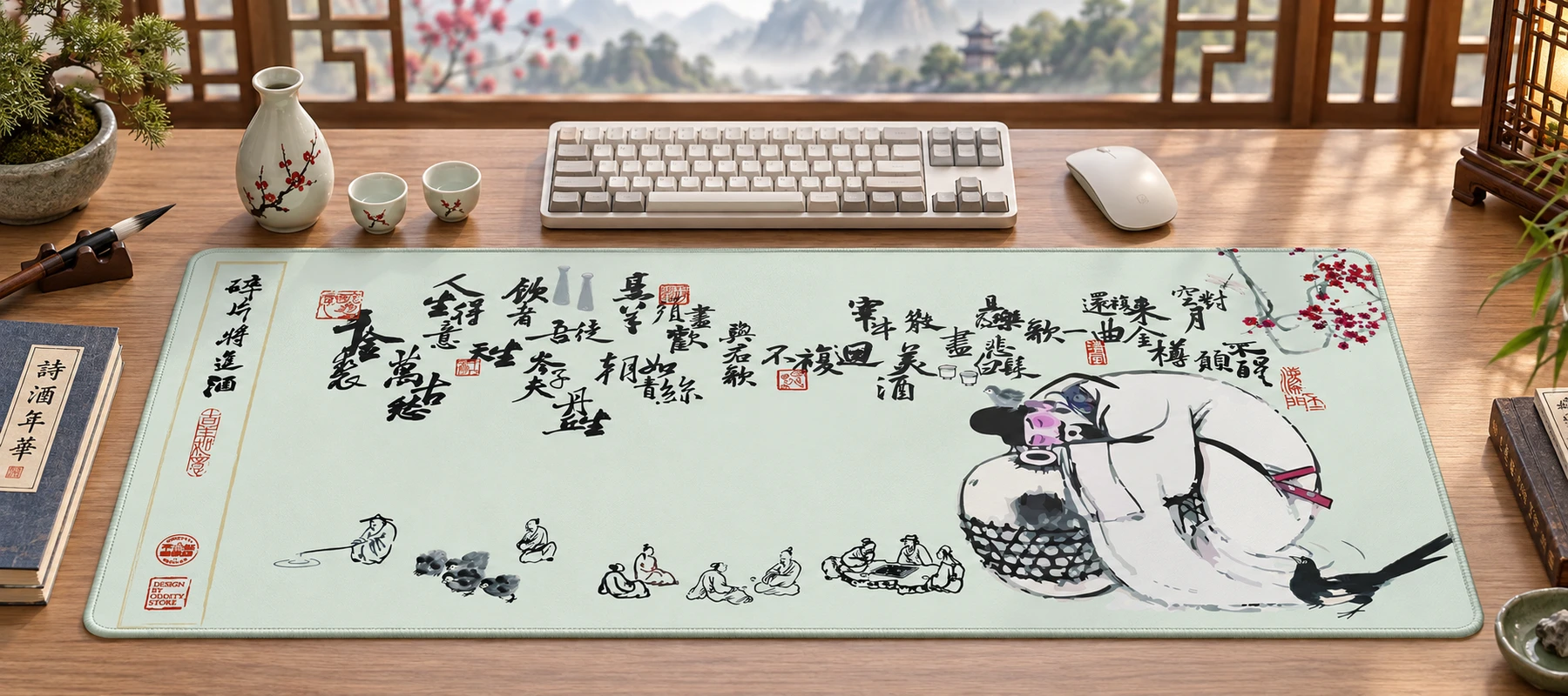 Pouring Wine Desk Mat