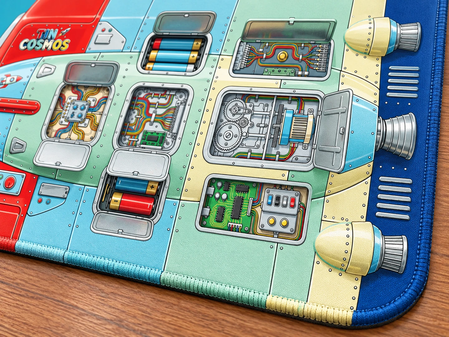 Tin Universe Desk Mat — Edge stitching