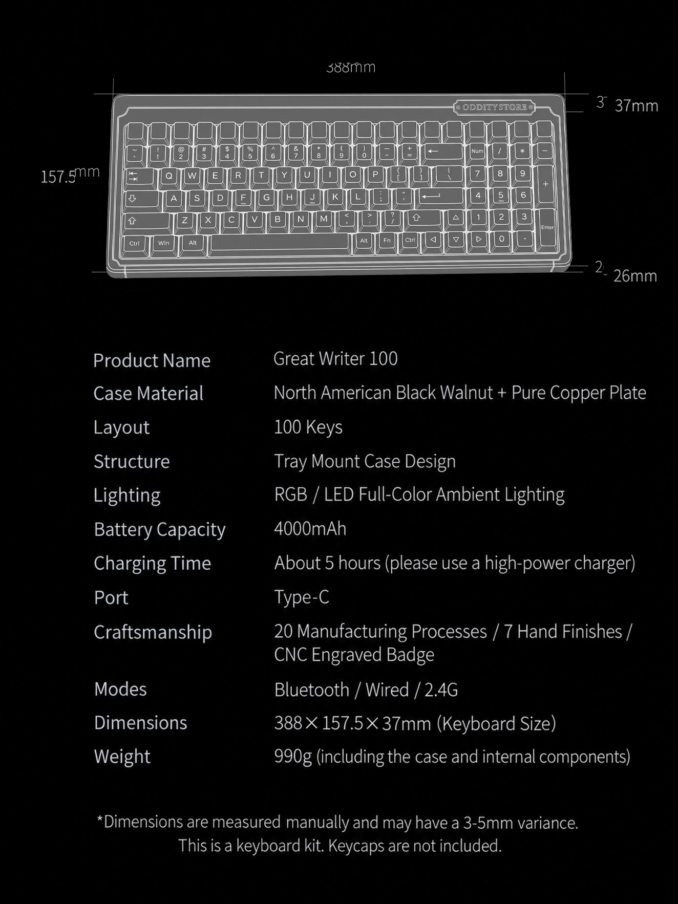 Great Writer 100 Keyboard Kit Product Details 11